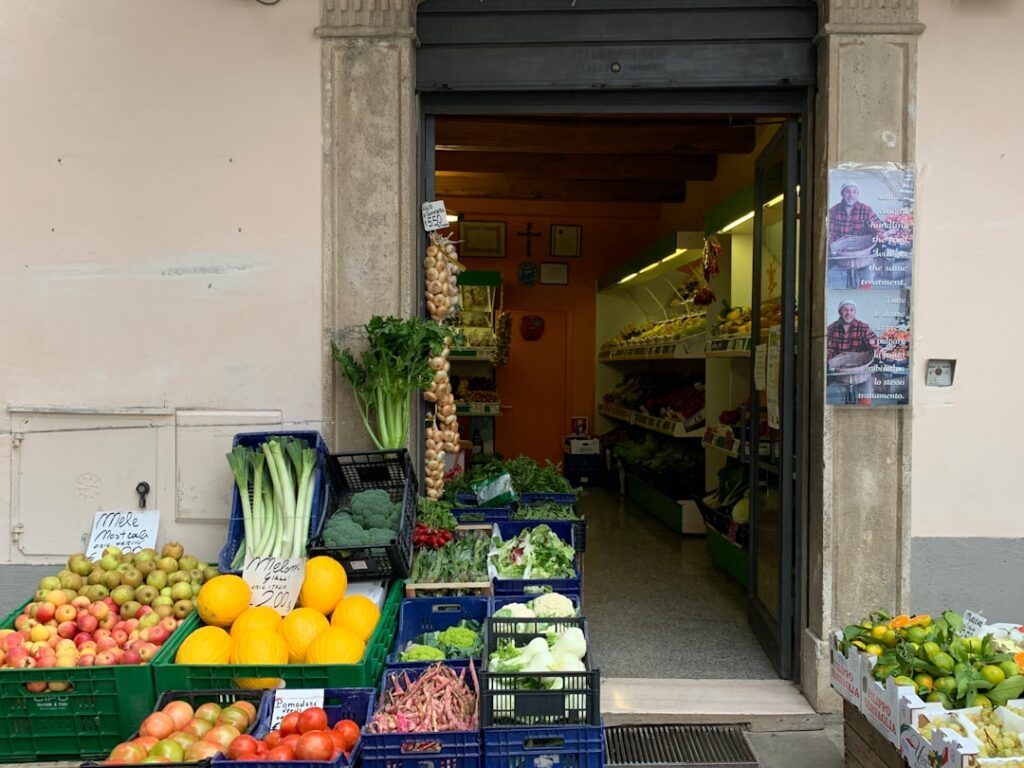 Italian fresh produce market closeup