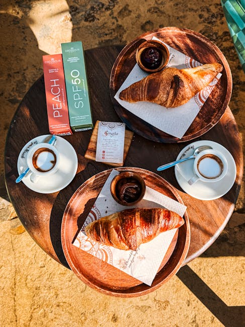 Italian pastry croissant espresso table