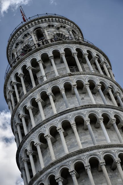 Leaning Tower of Pisa close-up daytime