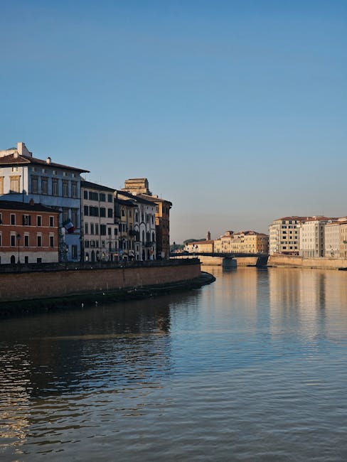Pisa Arno river afternoon reflections
