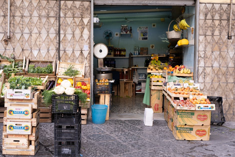 Pisa street market produce stalls