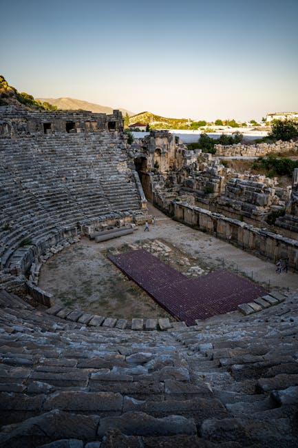 Roman theatre Volterra ruins sunset